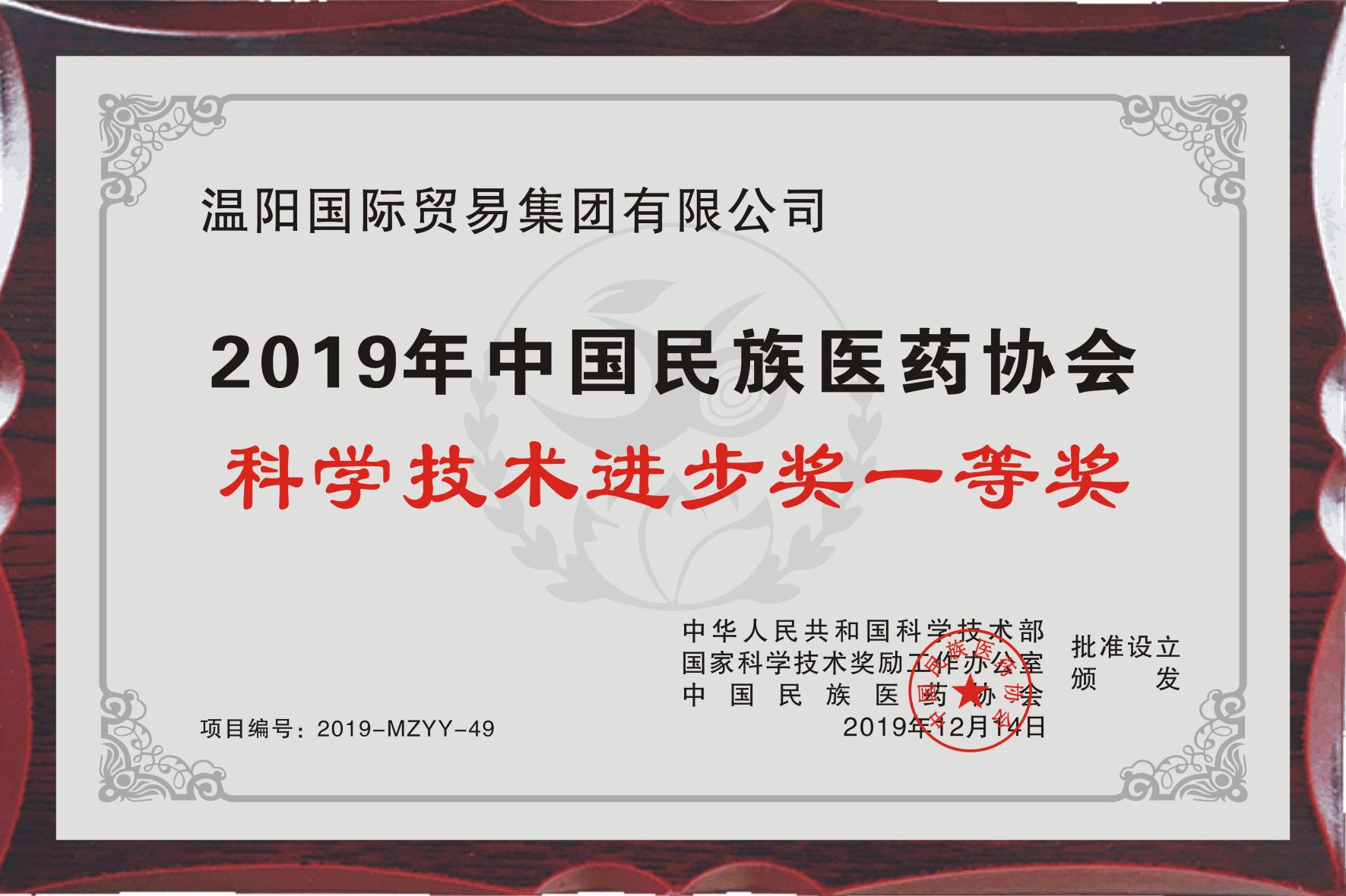 中國(guó)民族醫(yī)藥協(xié)會(huì)科學(xué)技術(shù)進(jìn)步獎(jiǎng)一等獎(jiǎng)